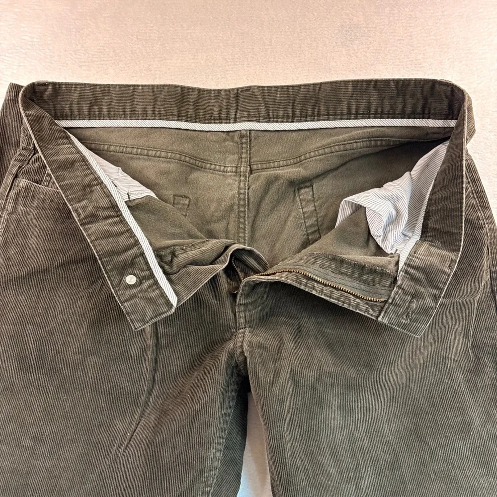 Brooks Brothers Mens Corduroy Pants 36x32 Olive Brown Straight Leg 100036607